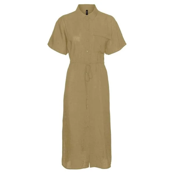 Vero Moda Dam Iris Krage Midi Skjortklänning 10 UK Khaki
