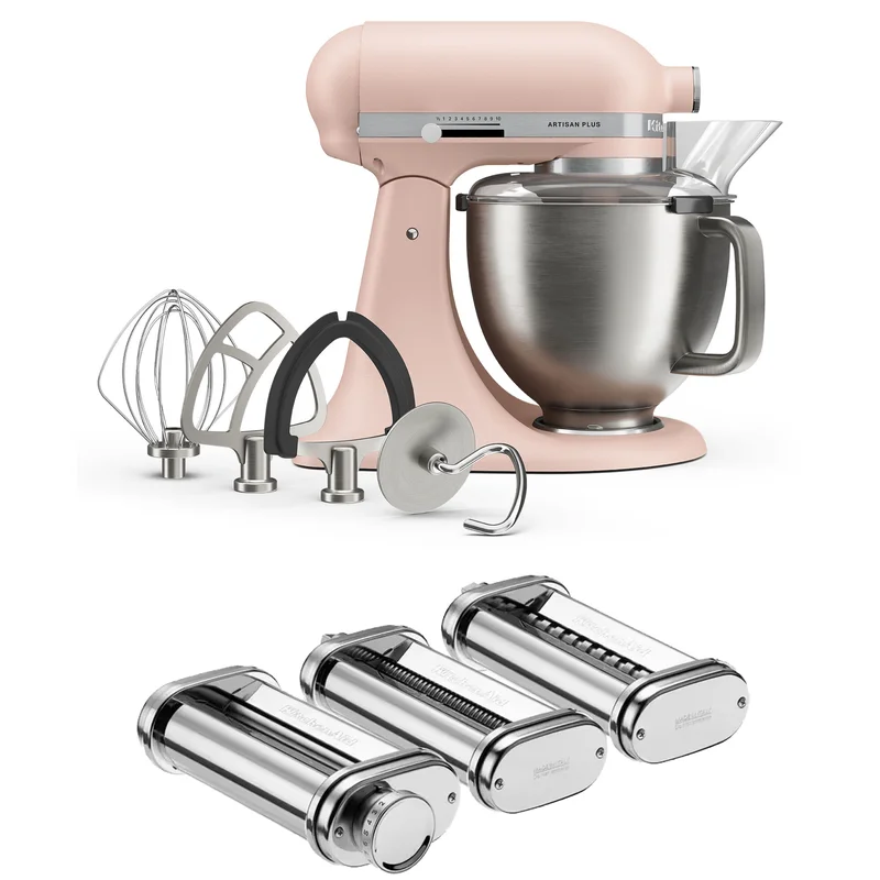 Kitchenaid Artisan Plus yleiskone pastasetillä 4,7 l, feather pink