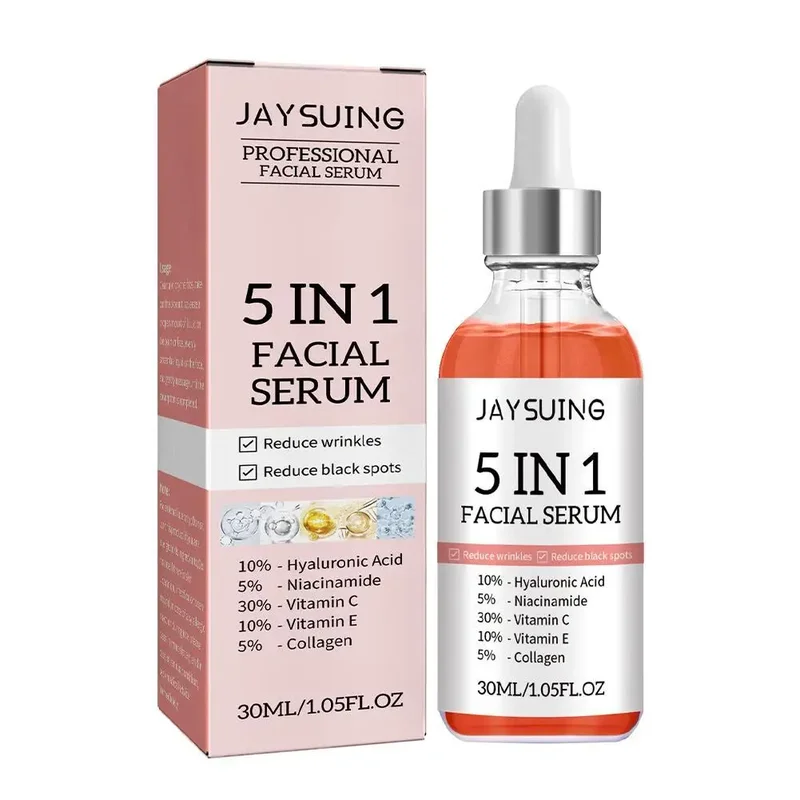 AliExpress - 5-in-1-Gesichtsserum mit Hyaluronsäure, feuchtigkeitsspendend, Vitamin C, Kollagen, Blitz, Gesichtsserum, verkleinert die Poren, 