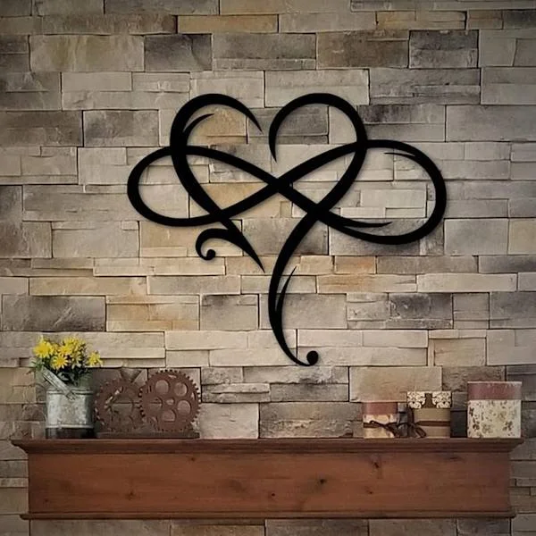 Infinity Heart Wall Decoration, Metal Wall Art, Love Symbol, Metal Wall Sculpture (60 x 52 cm)
