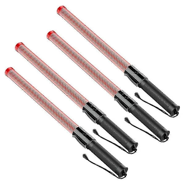 4-pack Traffic Baton 53 cm LED Traffic Control Baton Safety Light Stick with 2 Flashing Modes Air Traffic Controller