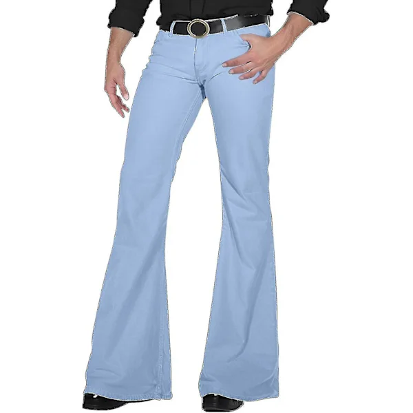 70'er Disco Bukser til Mænd Herre Bell Bottom Jeans Bukser 60'er 70'er Bell Bottoms Vintage Denim Bukser Jeans til Mænd