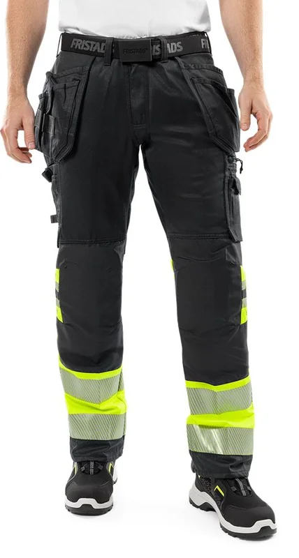 Arbetsbyxor Fristads Herr Varsel hantverkarbyxa stretch 2706 PLU, klass 1, Varsel Gul/Svart Arbetskläder
