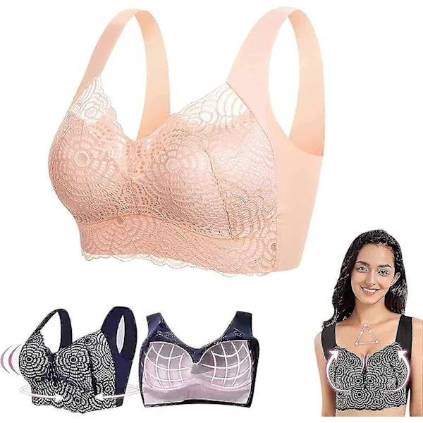 Lymfvity Afgiftning og Formning & Kraftfuld Løfte-bh, Sexet Blonde Komfort Trådløs Bh Plus Size