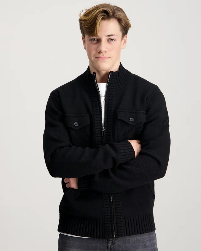 MAGGIORE Heavy Knit Cardigan Svart Genser Gutt - Kids Brand Store