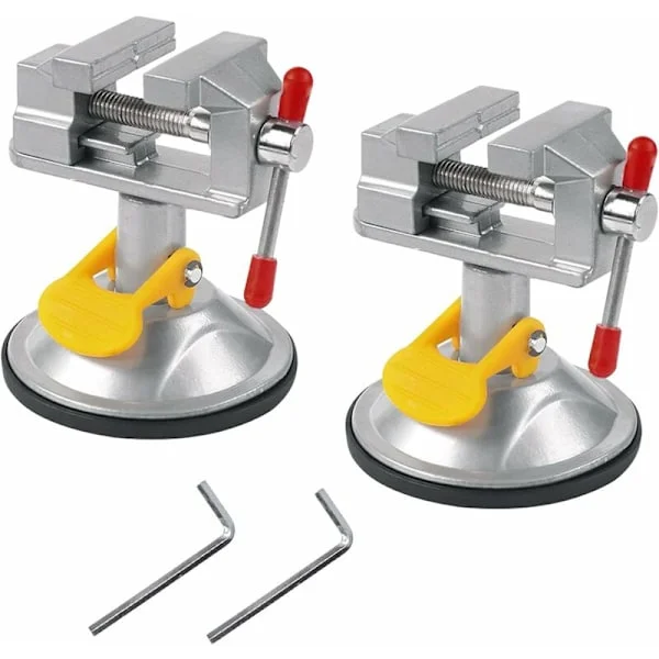2 Pcs Bench Vise Small Swivel Vise, 360° Rotation Mini Vise with Suction Cup, 30mm, Table Clamp for Hobby Jewelry, Clamp Mount for Glass