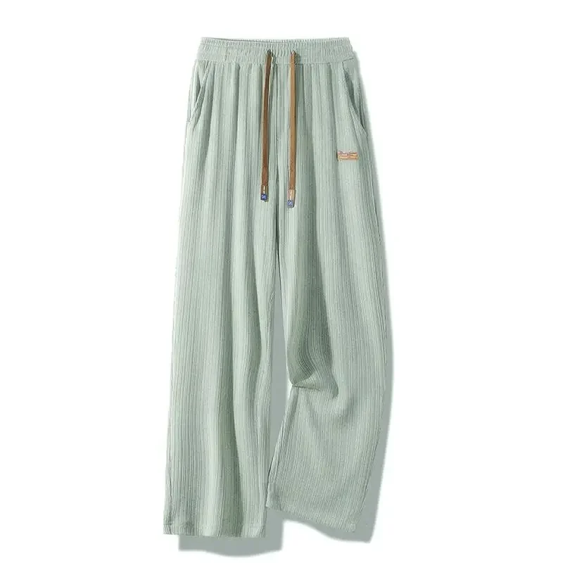 AliExpress - Pantalon décontracté homme pantalon Ultra-mince homme ample Section droite drapé pantalon en soie glacée jambe large sport pantalons 