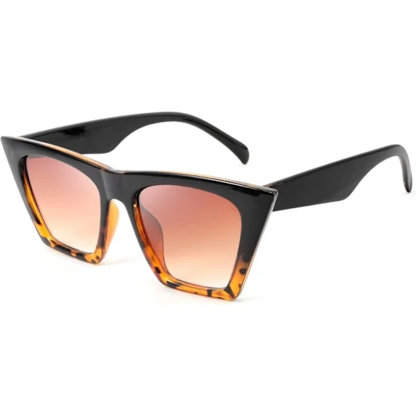 Svarta Leopard Vintage Fyrkantiga Cat Eye Solglasögon Dam Trendiga Solglasögon