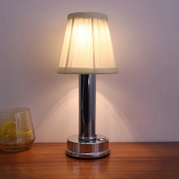 Genopladelig trådløs LED bordlampe, bærbar USB bordlampe, bordlamper, læselamper til sengebord, restaurant Sølv[pl]