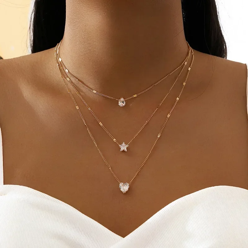 AliExpress - Trendy zirkoon hanger ketting voor vrouwen meerlaagse ketting choker mode vrouwelijke partij glanzende sieraden cadeau
