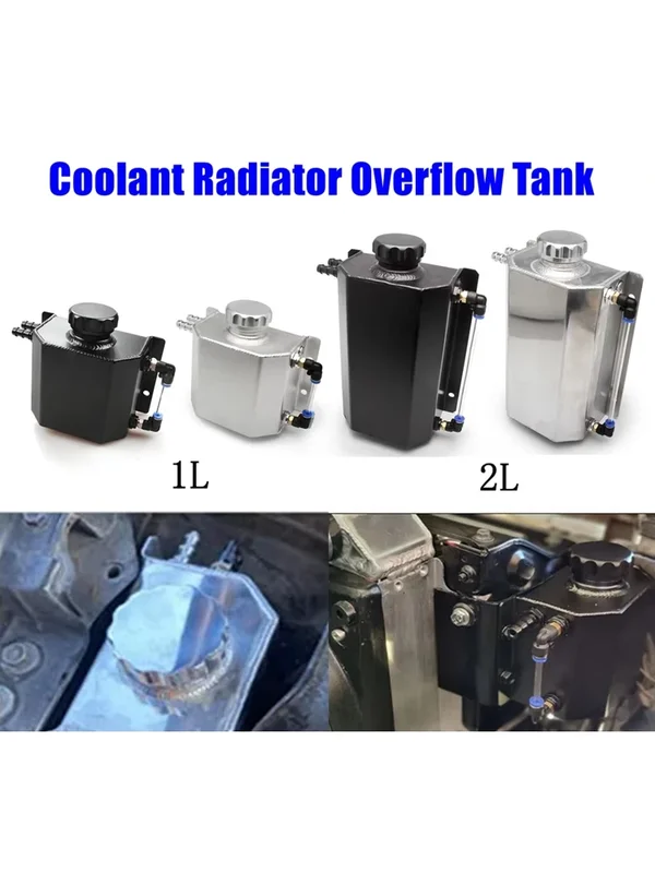 AliExpress - 1L/2L Platz Motor Kühlmittel Kühler Überlauf Öl Catch Kann Reservoir Öl Kraftstoff Tank Mit Ablauf Stecker Entlüftung aluminium