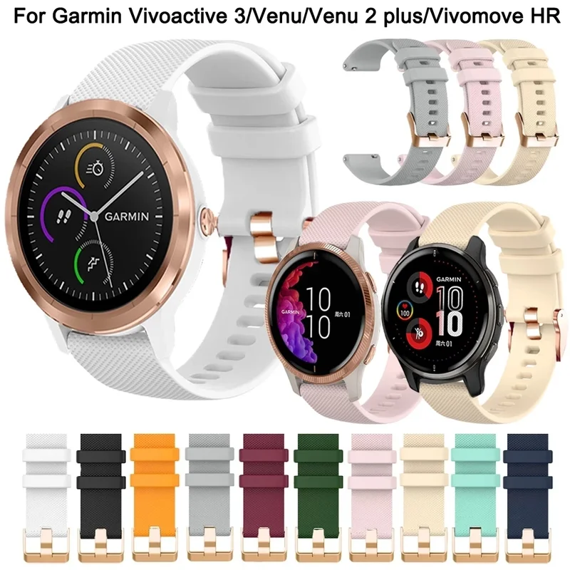 AliExpress - 18 20mm Smart Uhr Armband Für Garmin Vivoactive3 4 4S Venu 2 Plus SQ Vivomove HR Silikon Band Forerunner 245 Armband Armband