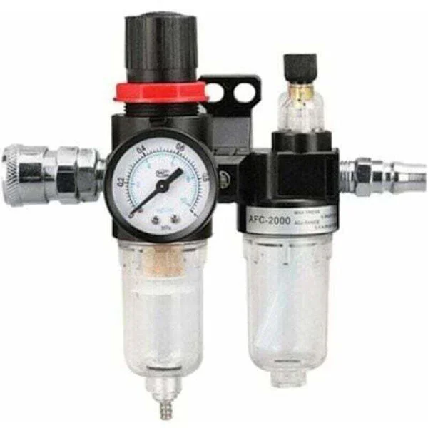 1/4" Trykkluftfilter Regulator Trykk Fuktfelle Olje Vann Smører Separator Reduserer Kompressor Pneumatisk Gassmåler Kobling