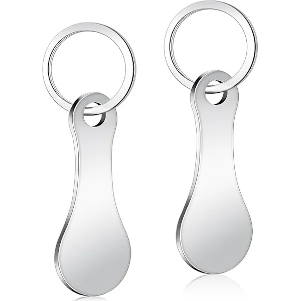 2 pcs Trolley Tokens, Stainless Steel Trolley Coins, Detachable Trolley Key for Releasing Supermarket Shopping Carts