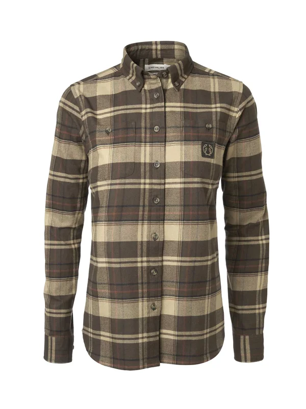 Chevalier Heron Flanell Skjorte Dame Brun Rutete