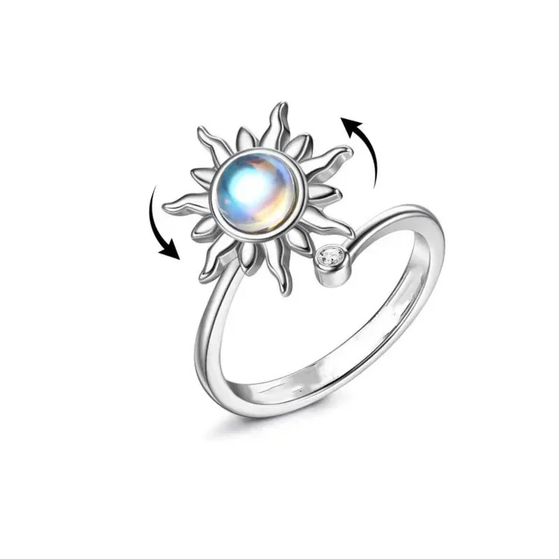 AliExpress - Klassische Mode Sonne Fidget Spinner Ring für Frauen Anti Angst Kristall Sonnenblume Bowknot Rotierenden Ring Knuckle Schmuck Zubehör