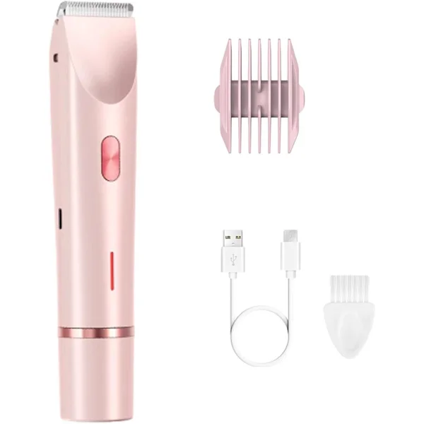 2-i-1 Elektrisk Barbermaskine & Trimmer til Kvinder - Epilator, Bikini-trimmer - Vandtæt, Skånsom - Pink