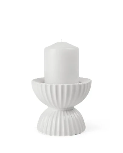 LYNGBY PORCELÆN Lysestake Tura kubbelys hvit 11.5cm