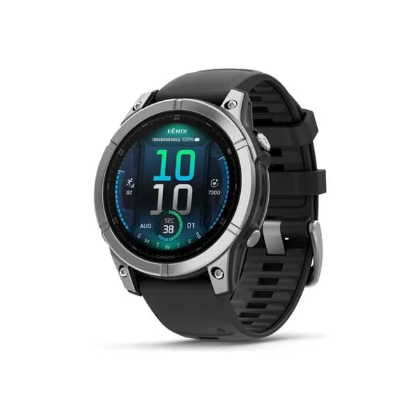 Garmin fēnix E - rostfritt stål - sportklocka med band - svart - 16 GB