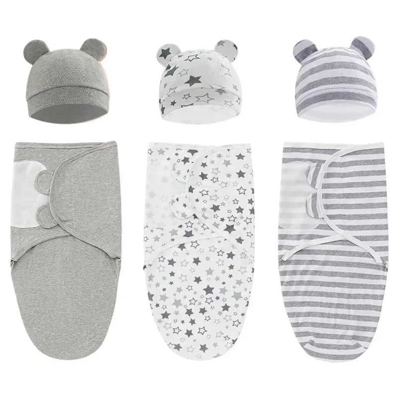 AliExpress - 100% coton biologique bébé Swaddle couverture Wrap chapeau ensemble pour infantile réglable nouveau-né Swaddle bébé Swaddle pour 0-3 mois