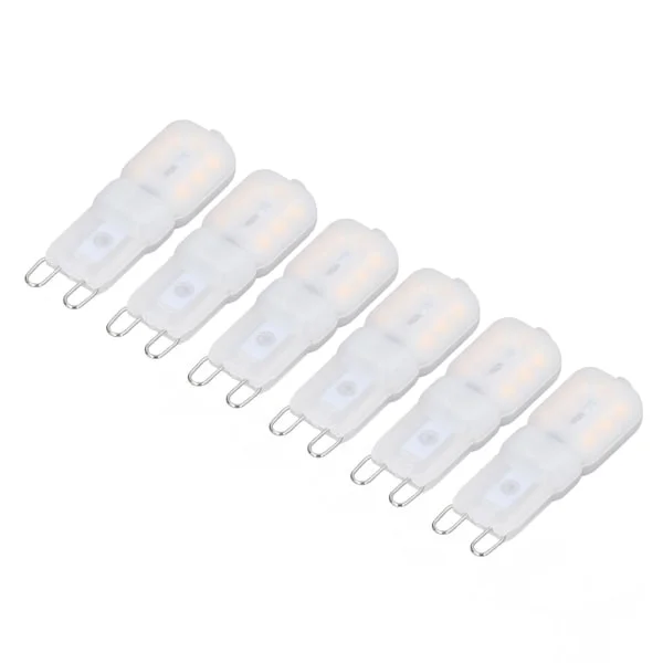 6 st G9 LED-lampor Dimbara 3W Energisparande 360 Graders Ljuskälla för Taklampor och Taklampor Varmvit 220-240V