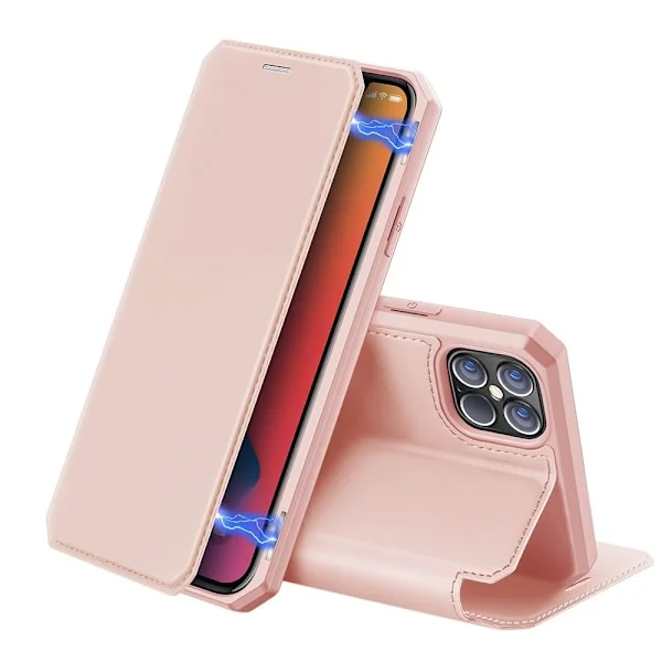 Dux Ducis Auto-absorbed Läder Plånboksfodral iPhone 12 Pro Max - Rose Gold