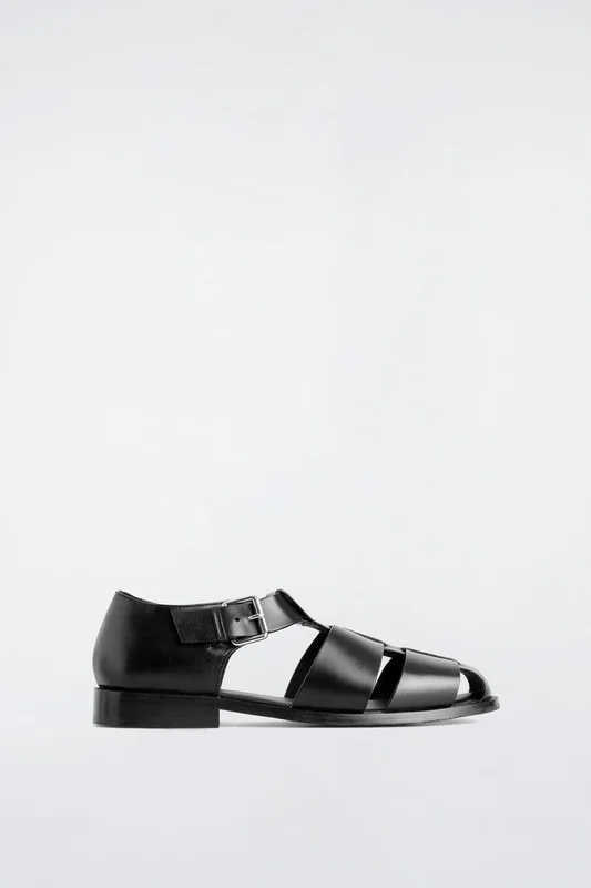 COS Men's Leather Fisherman Sandals in Black
