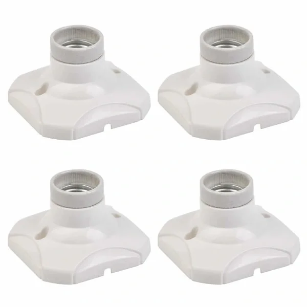 4 stk E27 pæresokkel LED lampeholder (AC 220-250V, hvit)