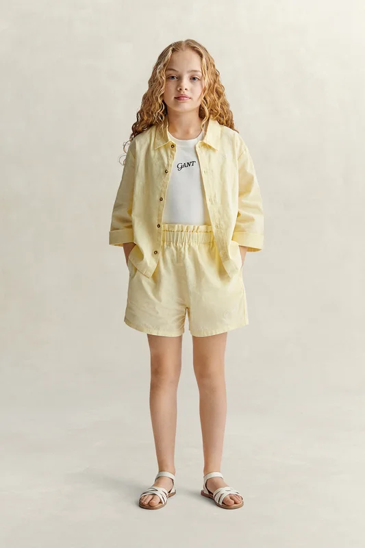 GANT Teenager Girls Shorts mit Paperbag-Bund (134/140) Gelb