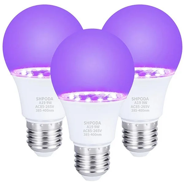 3 st 10W Ultraviolett UV-lampa Fluorescerande Sensor UV-lampa Svart Ljus Blå Lampa E26 110V 220V för DJ Party Dekoration
