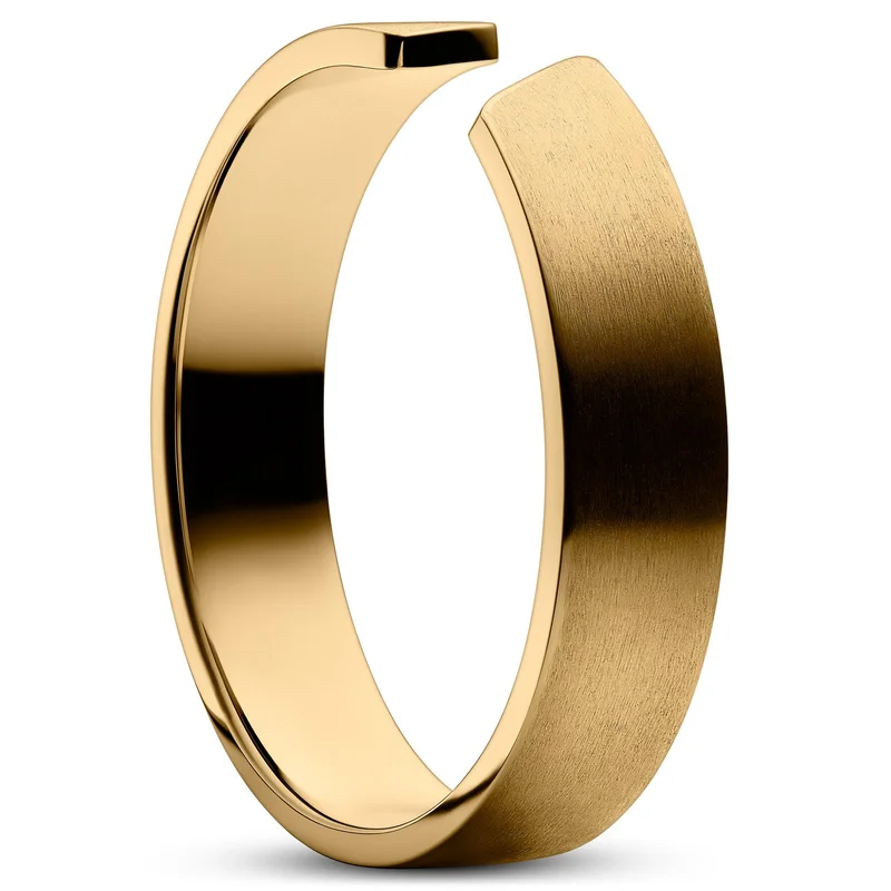 Anillo ajustable de acero inoxidable en tono dorado mate de 5 mm para hombres - Anillos de acero