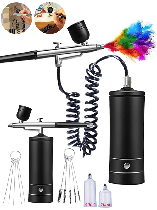 AliExpress - Airbrush mit Kompressor, tragbares Airbrush-Farbspray, Mini-Spritzpistole, kabelloses Airbrush-Lackier-Airbrush-Set mit Kompressor