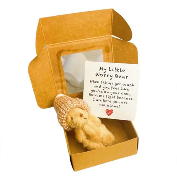 Mini Plys Bamser i Æske, Håndlavet Mini Plys Bamse i Æske med Inspirerende Kort, Gave til Venner og Familie [YJD]