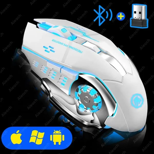 Uppladdningsbar Trådlös Mus Gaming Dator Tyst Bluetooth Mus USB Mekanisk E-Sport Bakgrundsbelysning PC Gamer Mus För Dator(YJD)