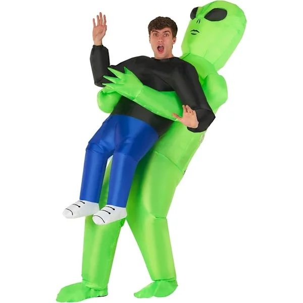 Oppustelig Alien Kostume til Voksne, Alien Kidnappingskostume, Kidnappet af Alien Kostume, Sjove Oppustelige Halloween Kostumer til Voksne V.