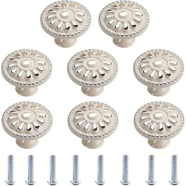 Furniture Knob 8 Pieces Round Drawer Handle Cabinet Knobs Drawer Knob Furniture Handle Kitchen Drawer Cabinet Door Knobs White Vintage Furniture