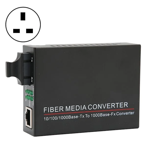 Fiber Transceiver TBCMC3602ED20 20km/SC/1310nm RJ45 Fiberoptisk Router 100240V (UK Stik)