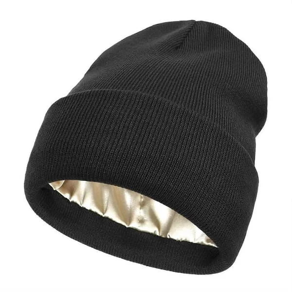Unisex satinforet anti-statisk hue til kvinder vinter silke foring slouchy varm manchet Skullies udendørs hue