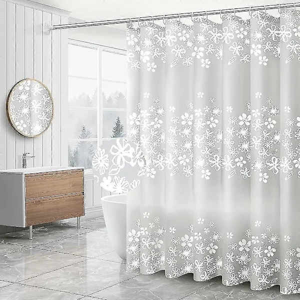 Duschdraperi med 12 krokar, Peva Duschdraperi Blommigt Mögelresistent Vattentätt Polyestertyg Duschdraperi (genomskinligt mönster, 180x180cm)