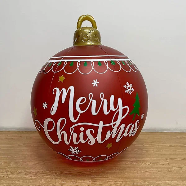 25 Inch Lighted Inflatable Christmas Ball With Air Pump, Large PVC Christmas Decorations Globe