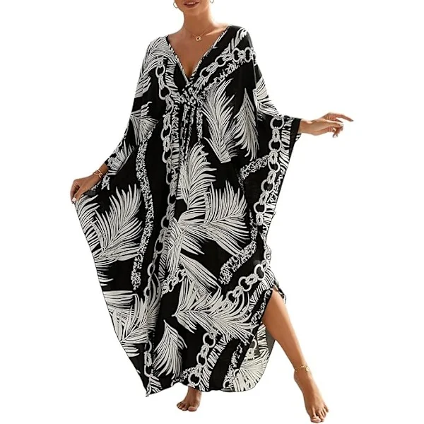 Kaftan Dresses Swimwear Cover Up for Women Plus Size Animal Print Kaftan Resort Dress