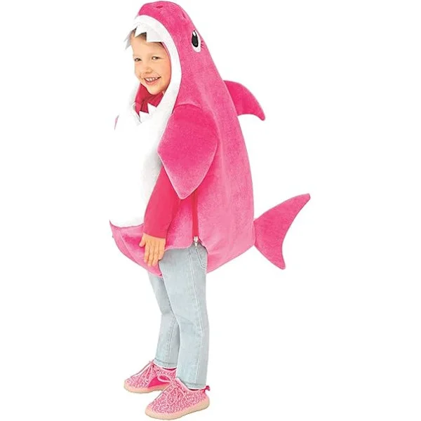 Baby haj kostume til børn (110CM, pink), afspil baby haj melodi