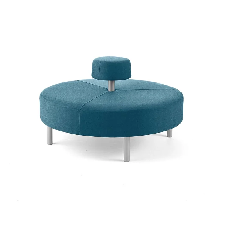 Ottoman DOT with rounded backrest, Ø 1300 mm, Medley fabric, ocean blue