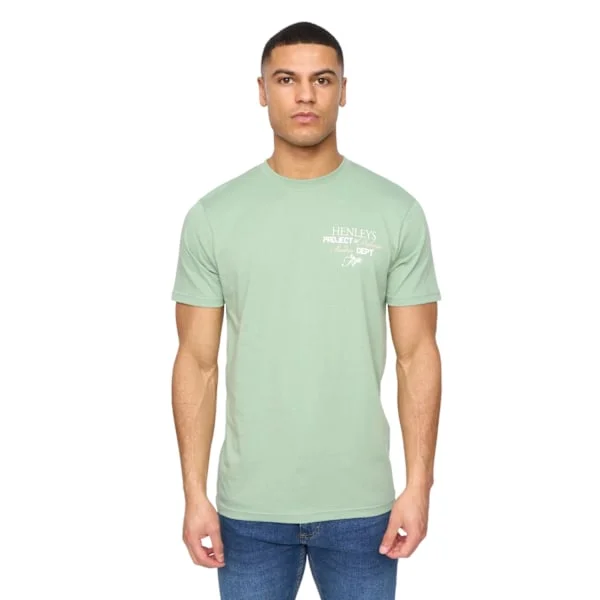 Henleys Hentitled T-shirt i bomull för män M Salviagrön