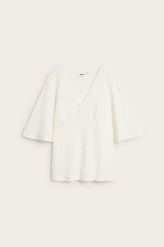 Kappahl | V‐ringad topp med vida ärmar Offwhite L | Dam