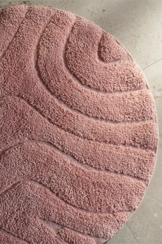 Jotex - Rund Badrumsmatta ø 80 Cm Bomull Rosa Enfärgat STRANDÄNGEN - Köp Badrumsmattor hos Jotex