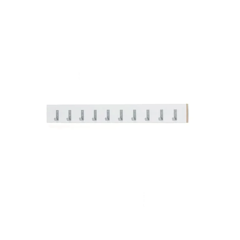 Coat rail HÄNGA, 1500 mm, 10 single hooks, white
