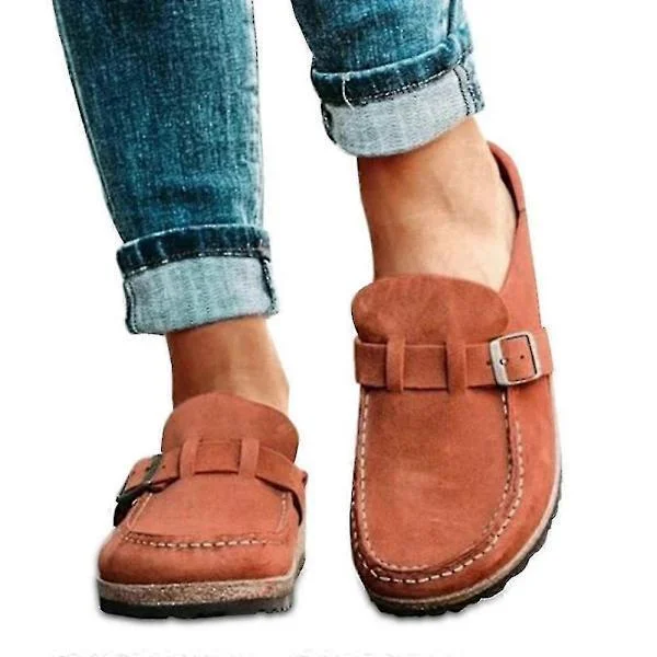 Women's Comfortable Suede Moccasin Sandals Slip On Sandals Summer Home Office Shoes Orange 39 39 Orange