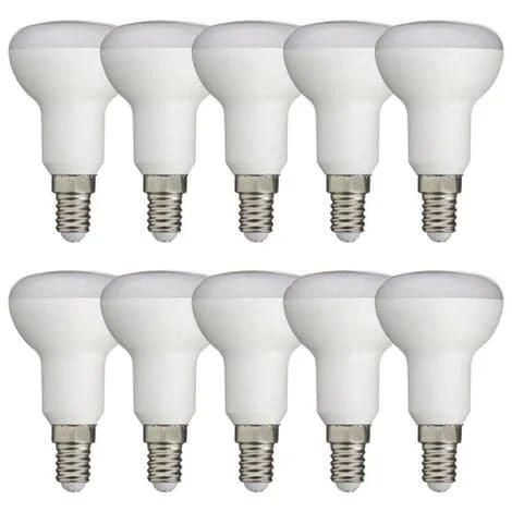 Sæt med 10 LED R50 reflektorpærer, E14 fatning, forbrug 5W, hvidt lys - R50 5W