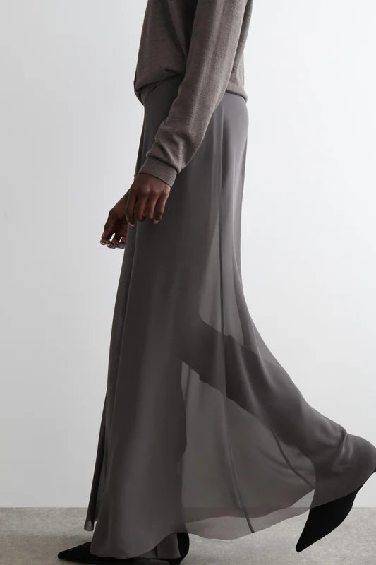 COS Women's Falda Larga Semitransparente in Gris